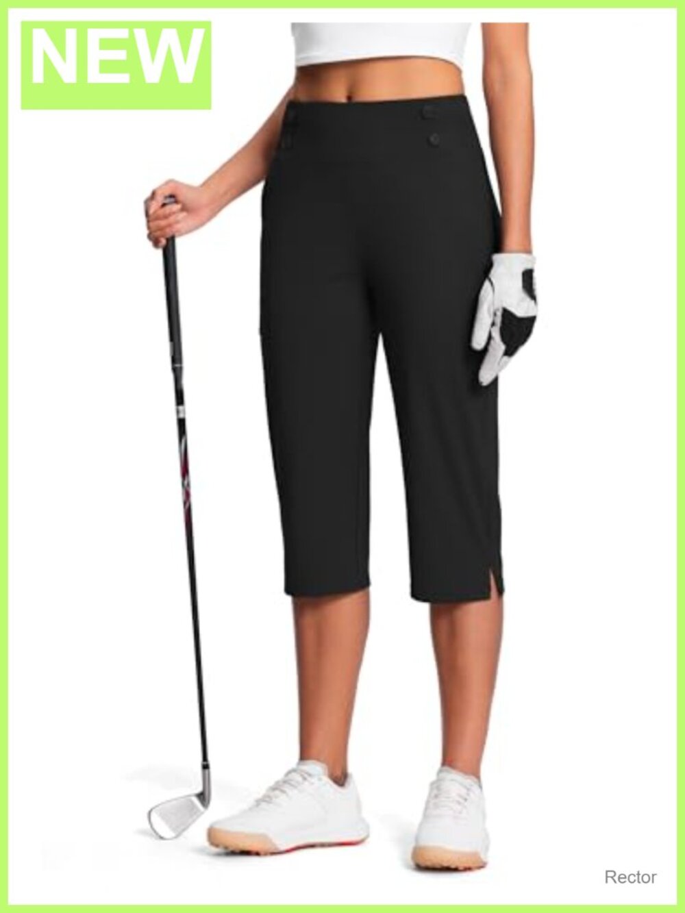 High-Waisted Capri Pants with Pockets Straight Leg Stretch